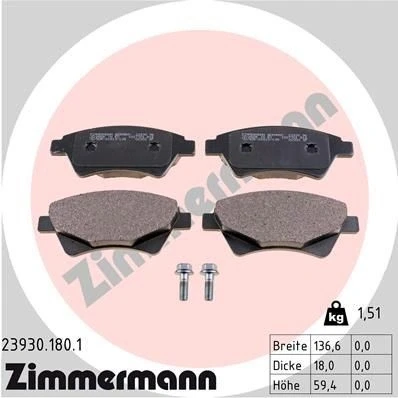Kuva ZIMMERMANN 23930.180.1 Jarrupalat Ruuveilla Valokuva vastaa toimituslaajuutta RENAULT: GRAND SCENIC 2, MEGANE 2 Kombi,
