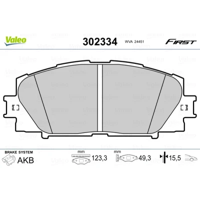 Kuva VALEO 302334 Jarrupalat Etuakseli ilman kulumisenilmaisinta huudonvaimennuspeltiä TOYOTA: Prius III Hatchback, PHV LEXUS: CT