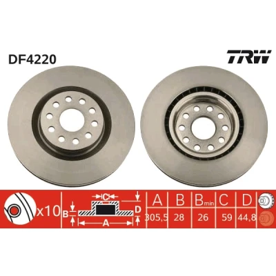 Kuva TRW DF4220 Jarrulevyt 305,5 28 10 108 Tuuletettu Lakattu LANCIA: Thesis