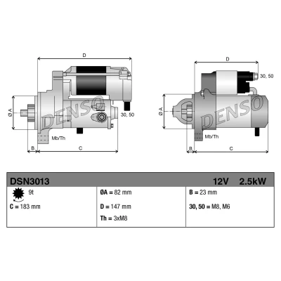 Kuva DENSO DSN3013 Starttimoottori 12 2,5 9 FIAT: Ducato III Flatbed Kuorma auto / Alusta, II auto/Alusta, Van