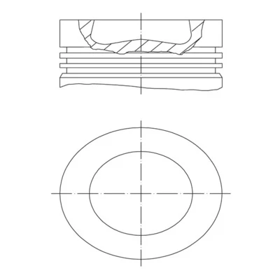 Kuva MAHLE ORIGINAL 028 PI 00155 001 Mäntä 81,26mm Männänrengasuralla, Jäähdytyskanavalla