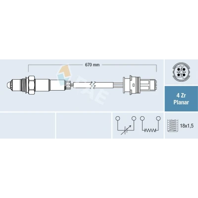 Kuva FAE 77328 Lambda Anturi Lämmitetty MERCEDES BENZ: C sarja Sedan, T modell, Sportcoupe