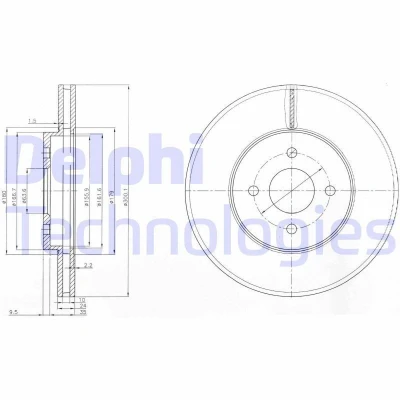 Kuva DELPHI BG3742 Jarrulevyt 300 24 4 Tuuletettu rasvattu käsittelemätön ilman pyöränlaakeria, ABS sensorirengasta FORD: Focus Mk1 Farmari