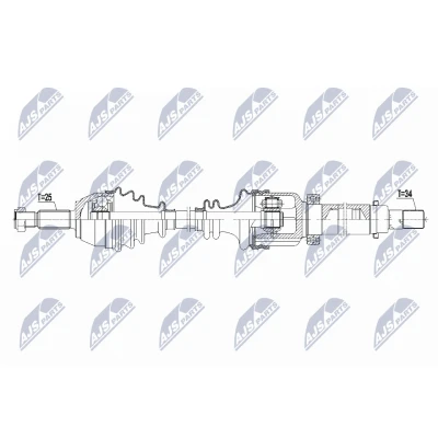 Kuva NTY NPW FR 105 Vetoakseli Etuakseli, oikea 974 77 FORD: FIESTA 6