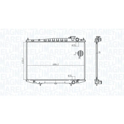 Kuva MAGNETI MARELLI 350213174500 Jäähdytin 450 688 23 Jäähdytysrivat mekaan. kiinnitetyt NISSAN: Pick Up