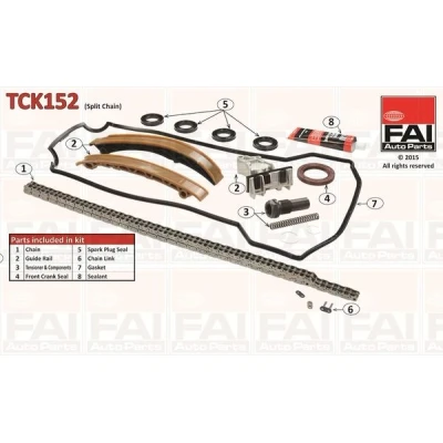 Kuva FAI AutoParts TCK152 Jakoketjusarja Tiivisteillä, ilman hammaspyöriä Kaksoisketju, Rullaketju MERCEDES BENZ: C sarja T modell, Sedan