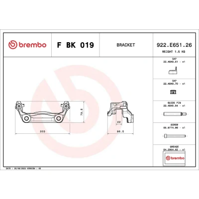 Kuva BREMBO F BK 019 Jarrusatulasarja