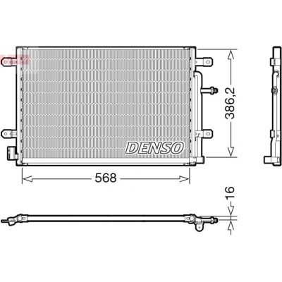 Kuva DENSO DCN02038 Ilmastoinnin Lauhdutin ilman vedenerotinta 568x386.2x16 R 134a 568 AUDI: A4 B7 Avant
