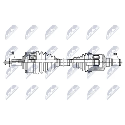 Kuva NTY NPW VV 164 Vetoakseli Etuakseli, vasen 599mm Automaattivaihteisto VOLVO: V90 II Farmari