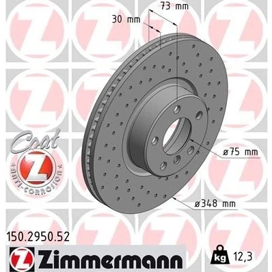 Kuva ZIMMERMANN SPORT COAT Z 150.2950.52 Jarrulevyt 348 30 6/5 5 120 tuuletettu sisältä, reijitetty pinnoitettu hiiliteräs BMW: X4