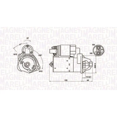 Kuva MAGNETI MARELLI 063721394010 Starttimoottori 12 1,1 9 AUDI: A4 B7 Sedan, Avant, B6 Sedan