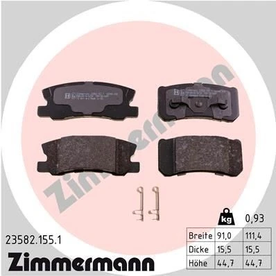 Kuva ZIMMERMANN 23582.155.1 Jarrupalat akustisella kulumavaroittimella Valokuva vastaa toimituslaajuutta MITSUBISHI: Outlander 2 SUV, PAJERO 2, ASX SUV