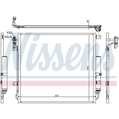 Kuva NISSENS 940485 Ilmastoinnin Lauhdutin Vedenerottimella Alumiini 637 R 134a LAND ROVER: Range Rover Sport