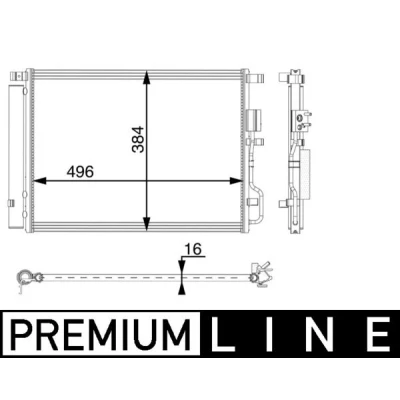 Kuva MAHLE ORIGINAL AC 62 000P Ilmastoinnin Lauhdutin Vedenerottimella 496 R 134a