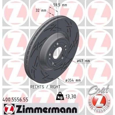 Kuva ZIMMERMANN Jarrulevy MERCEDES BENZ: GLE 32mm 9/5 5 aukko 112mm tuuletettu sisältä, lovella pinnoitettu hiiliteräs 400.5556.55 1674210801,167421080107
