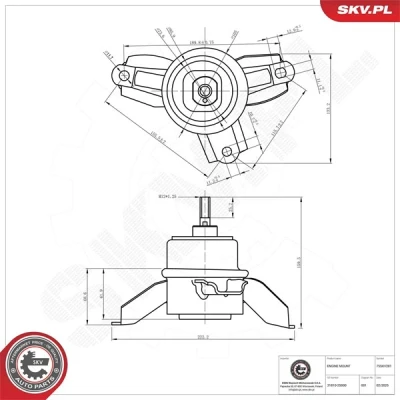 Kuva ESEN SKV 75SKV281 Moottorin Kumityyny Oikea Hydrolaakeri Alumiini, Kumi 222mm 160mm