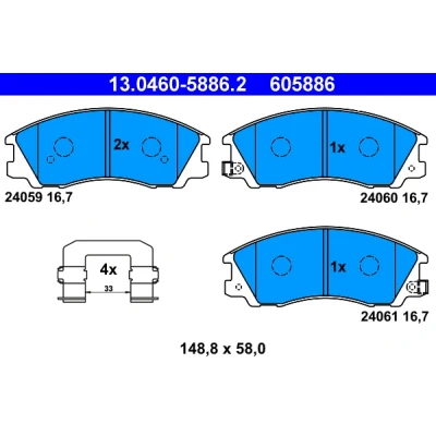 Kuva ATE 13.0460 5886.2 Jarrupalat akustisella kulumavaroittimella Tarvikkeilla HYUNDAI: Terracan