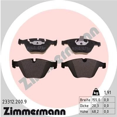 Kuva ZIMMERMANN 23312.200.9 Jarrupalat Kulumisenilmaisemelle Valokuva vastaa toimituslaajuutta BMW: 5 Sedan, Touring, 3 Coupe