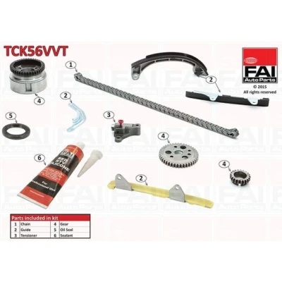 Kuva FAI AutoParts TCK56VVT Jakoketjusarja Tiivisteillä, Hammaspyörillä Yksinkertainen, Ketju hiljainen TOYOTA: Yaris I Hatchback