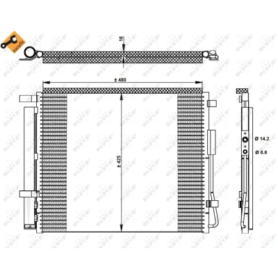 Kuva NRF EASY FIT 350333 Ilmastoinnin Lauhdutin Vedenerottimella, Tiivisterenkaalla 12,9 8,6 Alumiini 480