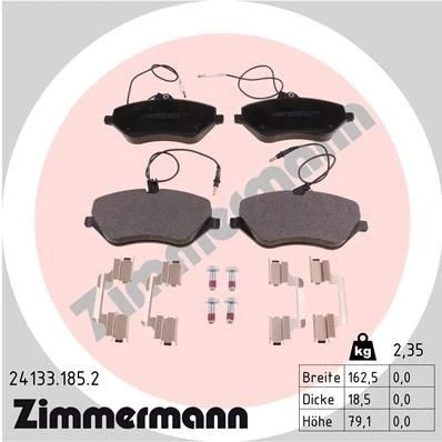 Kuva ZIMMERMANN 24133.185.2 Jarrupalat Sis. kulumisenilmaisimen Ruuveilla Valokuva vastaa toimituslaajuutta, Jousella PEUGEOT: 407 SW, Sedan, 607 Sedan