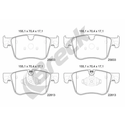 Kuva BRECK 22813 00 701 Jarrupalat valmius kulumisenilmaisemelle PEUGEOT: 5008 II, 3008 II SUV, Rifter MPV, OPEL: Grandland X, Combo E Van / Farmari