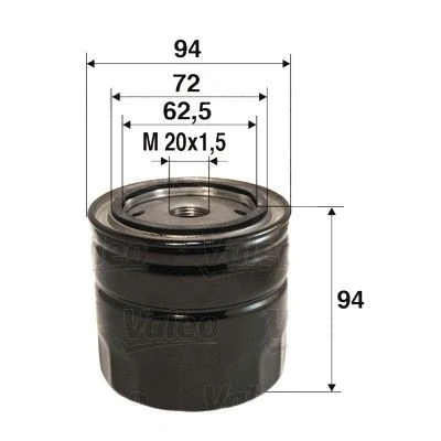 Kuva VALEO 586026 Öljynsuodatin M20x1.5 Ruuvattava suodatin VOLVO: S40 I, V40 Farmari, JEEP: Comanche, Cherokee II, RENAULT: ESPACE 3, LAGUNA 1