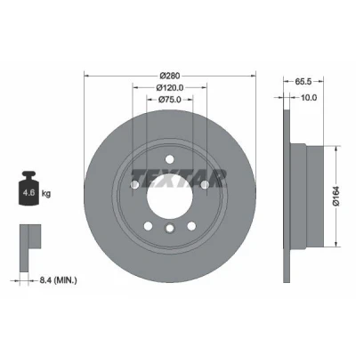 Kuva TEXTAR PRO 92132903 Jarrulevyt 280 10 05/06 120 täysi pinnoitettu Ilman pyöränkiinnityspultteja, pyörännapaa BMW: 1 Hatchback
