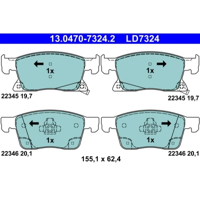 Kuva ATE Ceramic 13.0470 7324.2 Jarrupalat akustisella kulumavaroittimella OPEL: Astra K Sports Tourer, Hatchback