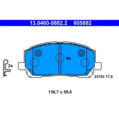 Kuva ATE 13.0460 5882.2 Jarrupalat akustisella kulumavaroittimella LEXUS: RX I