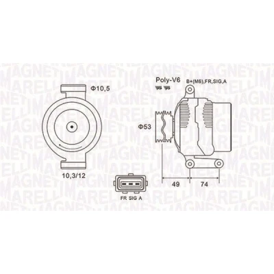 Kuva MAGNETI MARELLI 063731638010 Laturi 14V 115A FORD: MONDEO 3 Kombi, 4 Turnier, 3, JAGUAR: X Type Sedan