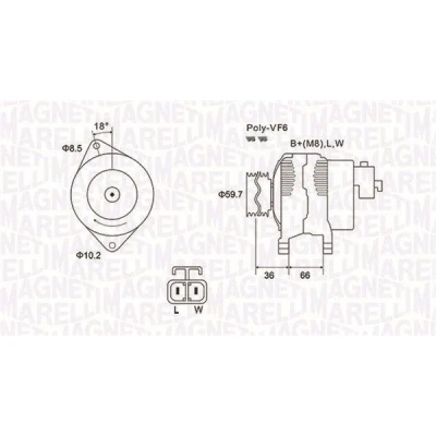 Kuva MAGNETI MARELLI 063731901010 Laturi 12V 100A OPEL: Combo C Tour, Meriva A