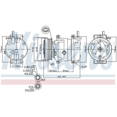 Kuva NISSENS 89492 Ilmastoinnin Kompressori V5 12 PAG 46 R 134a