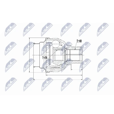 Kuva Nivelsarja, vetoakseli, Vaihteiston puoli, Etuakseli, vasen Audi, Seat, Skoda, Vw OE 5N0498103, 5N0498103V, 5N0498103X
