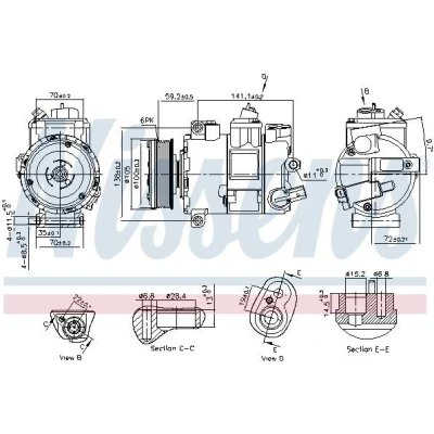 Kuva NISSENS 890773 Ilmastoinnin Kompressori 7SEU17C 12 PAG 46 R 134a