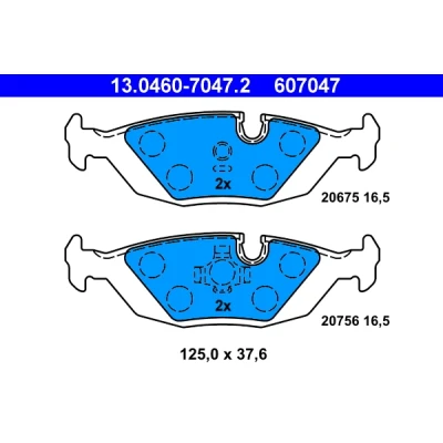 Kuva ATE 13.0460 7047.2 Jarrupalat Kulumisenilmaisemelle, Ilman kulumisenilmaisinta BMW: 7, 6 Coupe, 5 Sedan