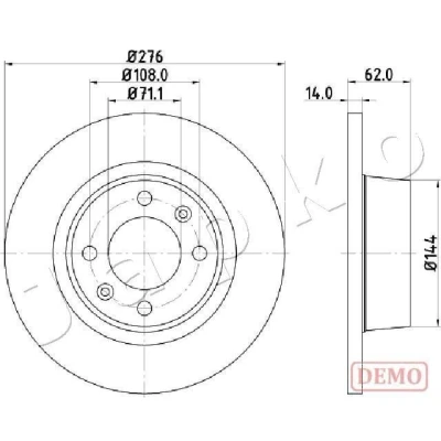 Kuva JAPKO Jarrulevy CITROËN: C5 I Hatchback, II Farmari Taka akseli 276mm 14mm 4 täysi Lakattu 610604C 1618861680,4246W4,E169143