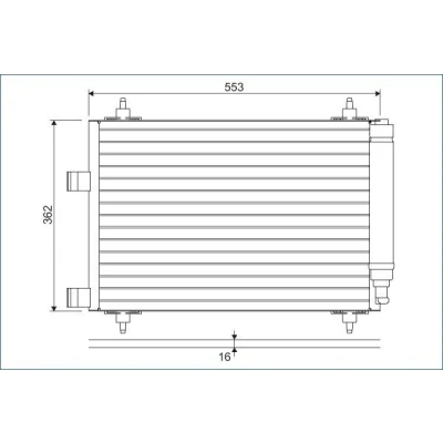 Kuva VALEO 817526 Ilmastoinnin Lauhdutin Vedenerottimella Alumiini 362 R 134a PEUGEOT: 307 Hatchback, Farmari, SW, CITROËN: C4 I Hatchback