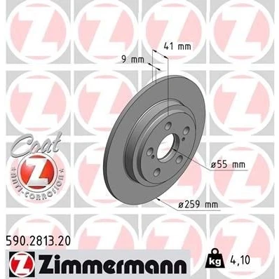 Kuva ZIMMERMANN COAT Z 590.2813.20 Jarrulevyt 259 9 7/5 5 100 täysi pinnoitettu TOYOTA: Urban Cruiser