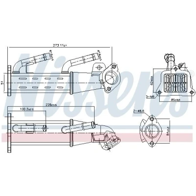 Kuva NISSENS 989404 EGR jäähdytin ilman alipaine ohitusta FORD: Transit Mk6 Bussi