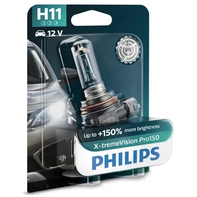 Kuva Halogeenilamppu PHILIPS X tremeVision Pro150 H11 PGJ19 2 CADILLAC, BMW, HONDA, DACIA, LAND ROVER, JEEP, VOLVO, SUBARU, ALPINA, SUZUKI, IVECO, SAAB,