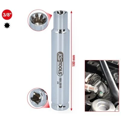 Kuva KS TOOLS 150.2519 Hylsyavain DIN 3120, ISO 1174 M10 Kromi vanadium teräs Sisäkiilaprofiili (Ribe CV)