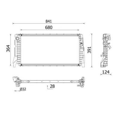 Kuva MAHLE ORIGINAL CR 2747 000P Jäähdytin Alumiini 681mm 363mm 28mm Jäähdytysrivat juotetut