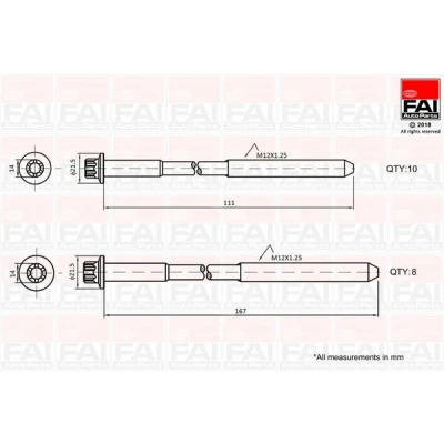 Kuva FAI AutoParts B2124 Kannen Pultit 10, 8 TOYOTA: Land Cruiser Prado 120, 90