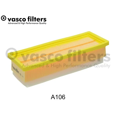 Kuva DAVID VASCO A106 Ilmansuodatin 60 99 283 suorakulmainen (rectangular) Suodatinpanos Esisuodattimella FIAT: 500 Hatchback, Punto Evo Hatchback