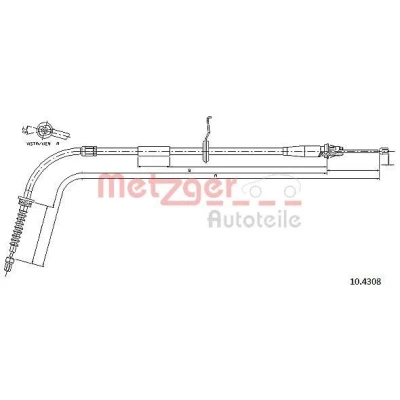 Kuva METZGER 10.4308 Käsijarruvaijeri Taakse, oikea 1499/1388 COFLE MINI: Countryman