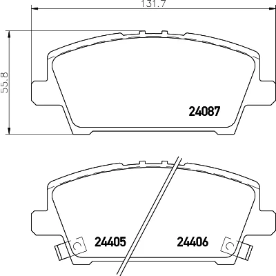 Kuva HELLA 8DB 355 006 911 Jarrupalat akustisella kulumavaroittimella Jarrusatulan ruuveilla HONDA: CIVIC 8 Hatchback