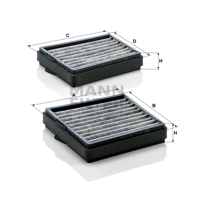 Kuva MANN FILTER CUK 20 000 2 Raitisilmasuodatin Aktiivihiilisuodatin 184, 184 136 40 MERCEDES BENZ: C sarja T modell, Sedan, CLK Coupe
