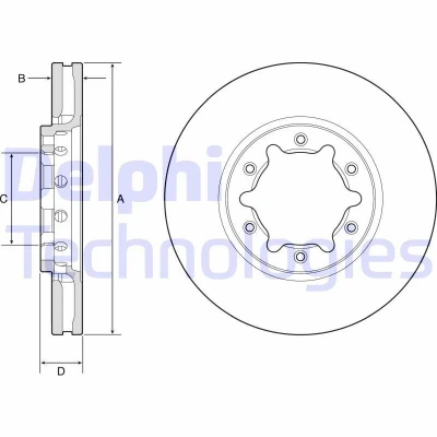 Kuva DELPHI Jarrulevy 34mm 6 Tuuletettu rasvattu käsittelemätön BG9179 40206VC200 Jarrulevyt