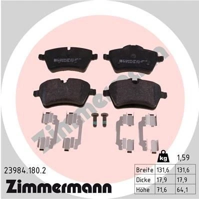 Kuva ZIMMERMANN 23984.180.2 Jarrupalat Kulumisenilmaisemelle Ruuveilla Valokuva vastaa toimituslaajuutta, Jousella MINI: Hatchback, Clubman, Countryman